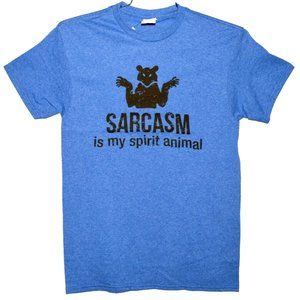 SARCASM IS MY SPIRIT ANIMAL NEW NWT MEN'S SIZE S BLUE T SHIRT FUNNY SARCASTIC